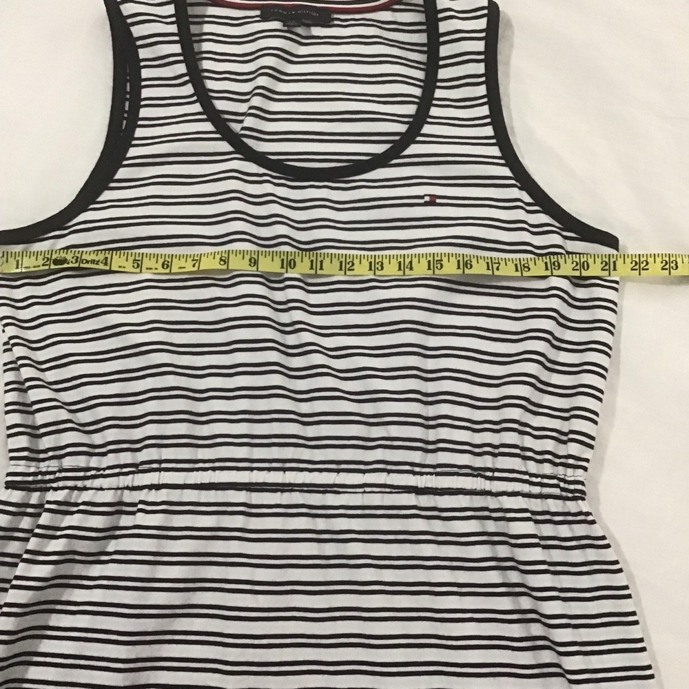 Tommy Hilfiger Navy Blue & White Striped Sleeveless Dress w/Elastic Waist, Sz L - Picture 4 of 11